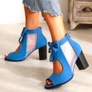 JOLIMALL  BOW LADIES  BACK ZIPPER FISH MOUTH COWBOY BOOTS